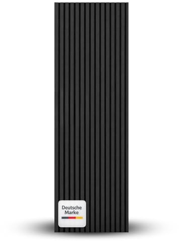 LAGELLA® Akustikpaneel 240 x 60 cm – 1,44 m² – Wandverkleidung mit Akustikfilz & Holzlamellen | Schallabsorbierendes Wandpaneel für Wohnzimmer, Büro, Studio, Gardarobe | Schwarz | inkl. Schrauben