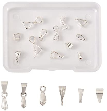 Craftdady 12Pcs 925 Sterling Silver Snap on Bails & Ice Pick Pinch Bails Pendant Charm Clasp Clip Connector Fingdings for Jewellery Making Necklace