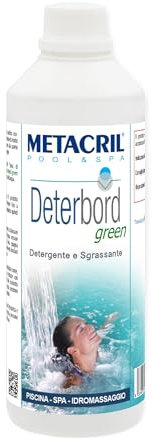 Metacril Deterbord Green, Eco Detergente e Sgrassante, a pH Neutro, per Linea di Galleggiamento, Ideale per Piscina e Spa Idromassaggio - 1 LT