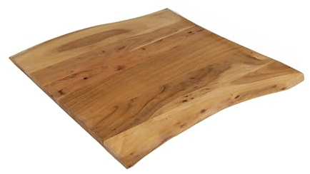 SAM Holzplatte 65x70 cm Akazie Natur 26 mm Baumkante | Tischplatte naturfarben, Baumkantenplatte für Esstisch, Beistelltisch oder Couchtisch