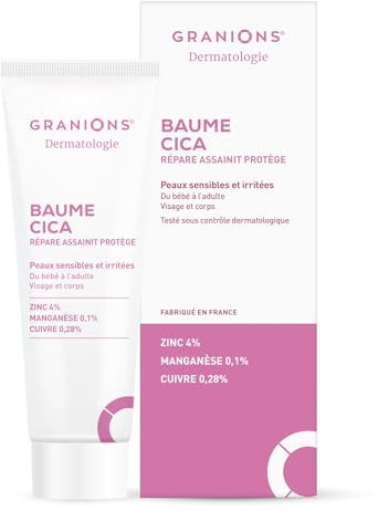 Creme Cicatrisante Baume CICA - GRANIONS Dermatologie - Creme Hydratante Bébé, Enfant, Adulte - Glycerine Vegetale + Zinc + Cuivre - Creme Apaisante - Peaux sensibles, irritées -Visage et Corps -40 mL