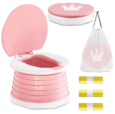 Akingfu Vasino per bambini wc,Vasetto per bambini wc,Toilette portatile,Gabinetto portatile,Vasino portatile per bambini da viaggio,45 omaggio sacchetti vasino portatile