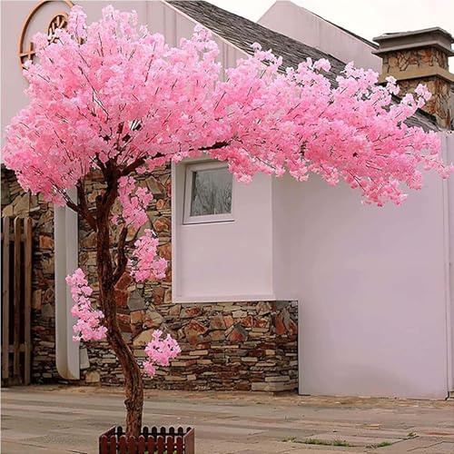 Albero di ciliegio artificiale rosa, per casa, festa di nozze, giardino, ufficio, decorazione di Natale, albero dei desideri, realizzato a mano splendidi fiori finti