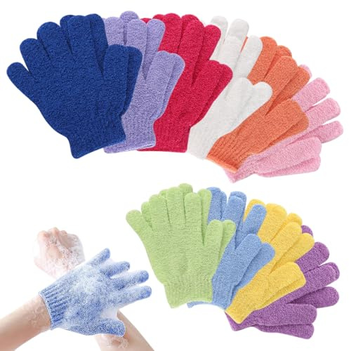 Lot de 20 gants exfoliants pour le bain et le corps, gants de douche en bambou, gommage les poils incarnés et les peaux mortes