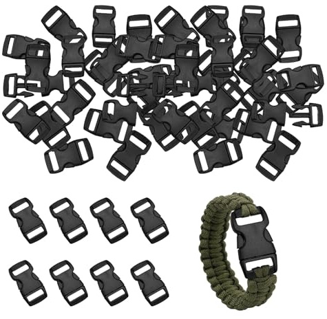Nangilo Buckle, 100 Pcs 3/8 Inch Paracord Bracelet Clips, Buckles, Plastic Buckle Clips, Dual Adjustable No Sewing Clips Snaps for Straps Masks Backpack Repairing, Luggage Fastening Strap Pet Collar