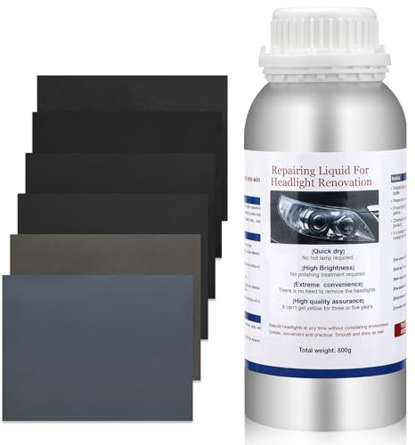 Scheinwerfer aufbereitung Set, 800g Auto Scheinwerfer-Reparaturset Politur Set, Scheinwerfer Bedampfen Flüssigkeit, Headlight Restoration Flüssigkeit für Gelbfärbung/Kratzen/Unschärfen/Oxidation