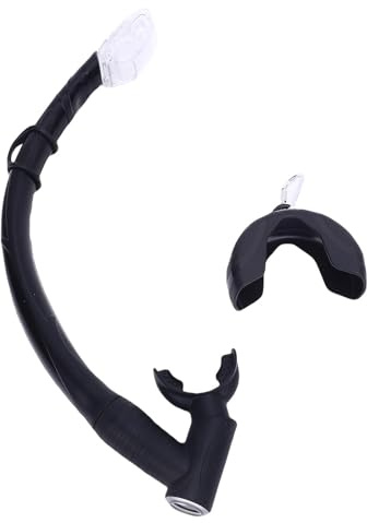 Keenso Tubo de Snorkel de Silicona, Snorkel Flexible para Bucear, con Conector Seco, Válvula de Drenaje Unidireccional (Black)