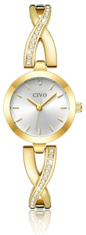 CIVO Elegante orologio da polso da donna: orologio analogico al quarzo con cassa ovale piccola e cinturino in acciaio inox, impermeabile, accessorio elegante, regalo per compleanno, San Valentino