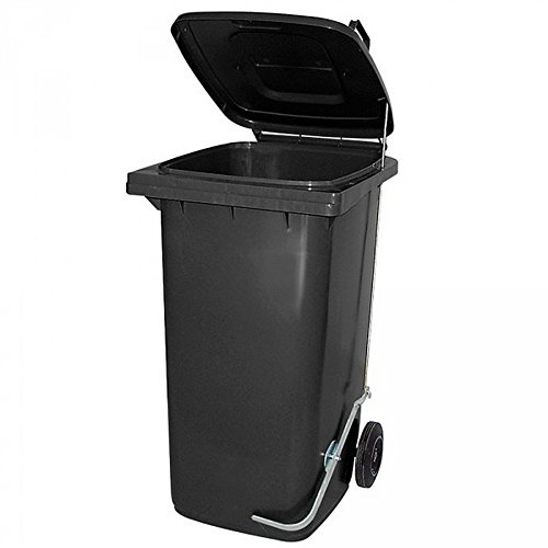 BRB Müllbehälter, Inhalt 80 Liter, HxBxT 930x445x520 mm, grau, mit Fußpedal zur Deckelöffnung…