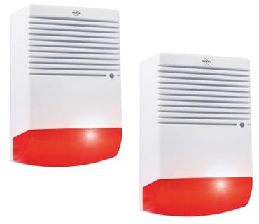 ELRO 2er Set Sirenen Attrappe mit blinkendem LED Licht, Batteriebetrieb - Alarmsysteme Dummy