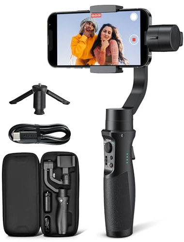 Gimbal Stabilizer for Smartphone, 3-Axis Phone Gimbal for Android and iPhone 13,12,11 PRO, Stabilizer for Video Recording with Face/Object Tracking, 600 °Auto Rotation - Hohem iSteady Mobile Plus