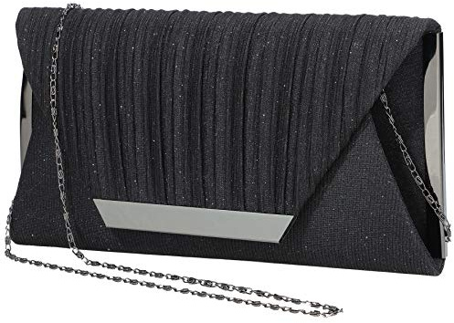 Abendtasche für Damen, goldfarben, Clutch, silberfarbene Abendtasche für Damen, glänzende Abendtasche für Damen, Mädchen, Arbeit, Schwarz , Small