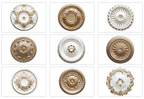 MARBET DESIGN Stuckrosette aus EPS Styropor - Deckenrosette gold, Zierelement, Stuck (R-20 supergold, Ø 40cm) Wanddekoration Schlafzimmer Lampe Rosette rund