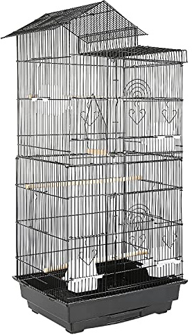 YIZHE VogelkäfigVogelvoliereVoliereVogelhausPapageienkäfigTierkäfigKäfigSittichkäfigVogelmit HolzstangenNagerkäfigklein Metall Vogelvolieremit Rollen & Ablage(46*35.3*150.6cm) (46*355*99cm)
