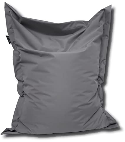 PATCH HOME Orginal Premium Gaming Sitzsack Sitzkissen für In & Outdoor Fertig befüllt in 3 Größen & 27 Farben 180 x145cm Anthrazit