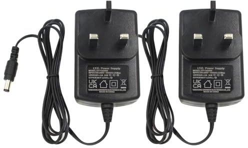 Security-01 2-Pack AC to DC 12V 2A Power Adapter Supply, Plug 5.5mm x 2.1mm, for CCTV Cameras DVR NVR LED Light Strip UK