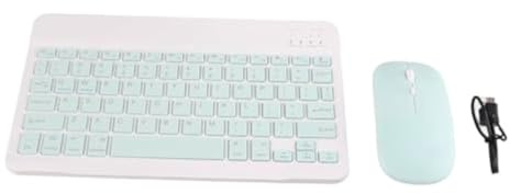 Teclado Y Ratón Inalámbricos, Juego de Teclado Bluetooth de 10 Pulgadas con Carga USB, Teclado Inalámbrico Ultrafino Y Silencioso con Ratón de 1600 dpi para PC, Portátil(Verde)
