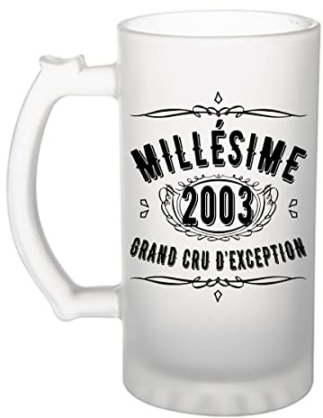 Planetee Chope de bière 2003 anniversaire 22 ans | Verre à bière Pinte idée cadeau original | Imprimé en France