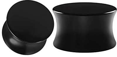 Inconnu 2 Pièces Ecarteur Oreille 16mm Ecarteur Oreilles en Acrylique 5/8 inch Forme Ronde Noire Piercing Tunnels Flexible étirant la Peau de l'oreille Chair Flexible