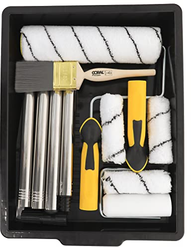 Coral 10505 Easy Coater Paint Roller Brush Set with Extension Pole 10 Piece Pack Set