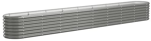 vidaXL Garden Raised Bed Galvanised Steel 332x40x36 cm Grey