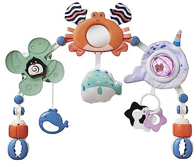 Nuby Ocean Friends Pram Toy Arch - Easy to Use | Interactive Baby Toys | Suitable from Birth