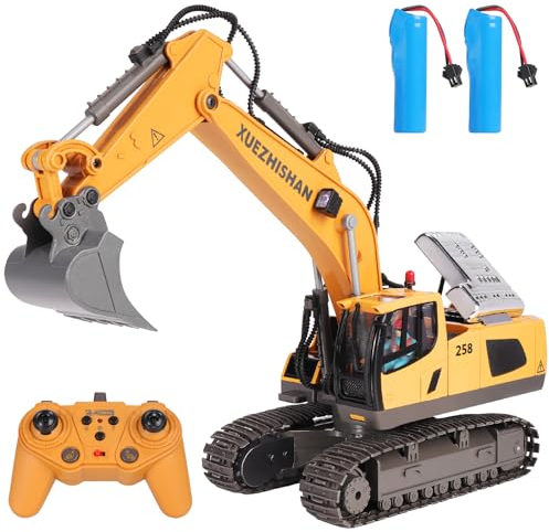 Mingfuxin Ferngesteuerter Bagger Spielzeug, 2.4GHZ RC Bagger für Kinder, Kinderspielzeug RC Bagger mit Metall Schaufel, 680° Drehung, Lichtern & Sound für Jungen Mädchen Weihnachten Geschenk