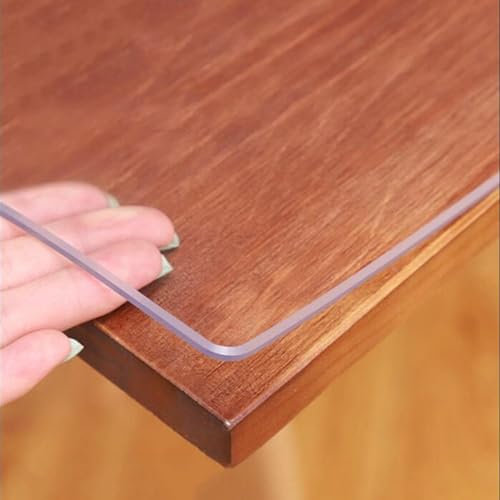 DZHTUF Tovaglia Trasparente,Protection da Tavolo in plastica PVC di 1mm di Spessore,40x60/60x120/90x200cm,Grande Copritavolo,Pellicola Protettiva Trasparente,W×L-85×140cm/34 * 55in