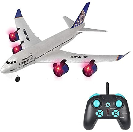 WOLWES Avion télécommandé à quatre moteurs modèle 787 A380, avion de passagers télécommandé électrique 2,4 G, jouet drone télécommandé, avion à voilure fixe à trois canaux, adapté aux cadeaux des débu