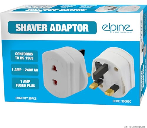 2 X Shaver Adaptor Uk To 2 Pin Socket Plug - Fuse Toothbrush Bath Shaving 1 Amp, Multi Purpose Electrical Appliance Accessory, Household Travelling