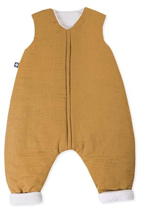 Julius Zöllner Schlafoverall Jumper gefüttert Musselin, warme Füllung 2,5 TOG, waschbar bei 40°C, Made in Germany, Oeko TEX Standard 100, Zimt, Gr. 80