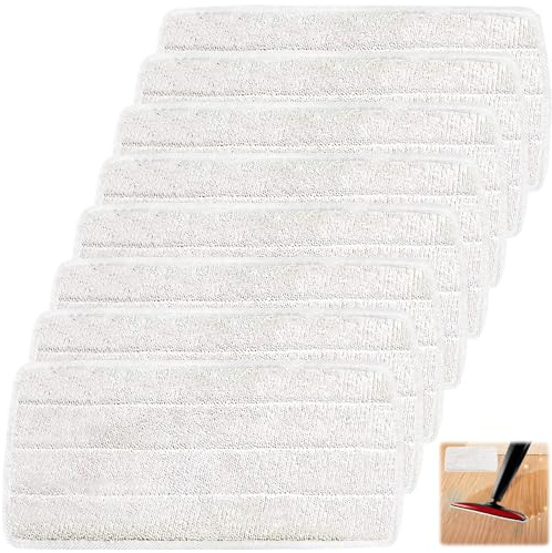 HOMURY 8 Stück Dampfmopp Ersatzpads: Ersatzbezüge Pads für Vileda Steam XXL Dampfreiniger, Wiederverwendbar Ersatz Mikrofaser Dampfreiniger Steam Ersatzbezug Set für alle Böden, Waschbare (Weiß)