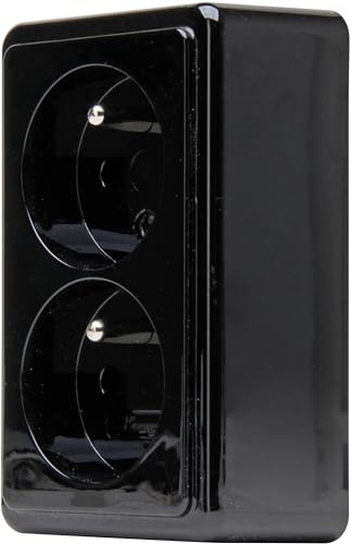 Kopp Surface-mounted 2-way centre contact socket in standard construction and black without increased protection of contacts and base plate. Protection class IP20, 108405008