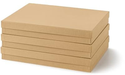 Soul & Lane Document Storage Boxes - Set of 3 (13.2 x 9.8 x 1.8), Versatile Photo & Craft Organizer for Home Office, Stackable Cardboard Storage for Letters, Papers, Files & Memorabilia, Kraft