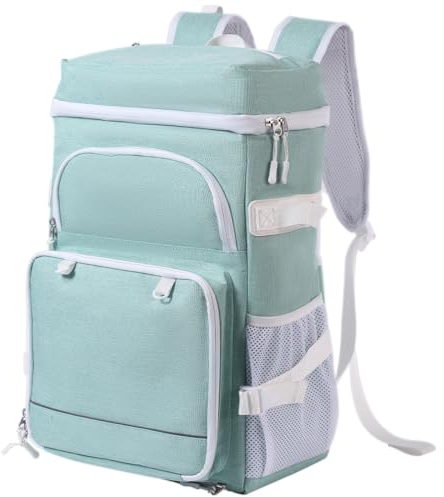 DEWUR Kühlrücksack 35L Thermo Rücksack Kühltasche Wasserdichter Picknickrücksack mit Flaschenöffner für Picknick Camping Strand Wandern Reisen Einkaufen (Minzgrün)
