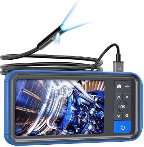 Teslong Endoskopkamera mit Licht, HD Dual Lens Endoskopkamera, Endoskop 4,5 Zoll-Farb-IPS-Bildschirm, Inspektionskamera Rohrkamera IP67 wasserdichte, 32GB TF Karte (1,5 Meter)