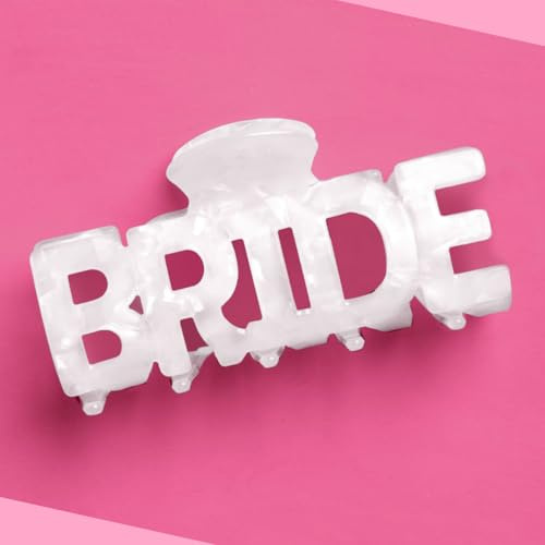 xo, Fetti Bride Claw Clip - White Marble Acrylic | Bridal Hair Accessory, Bachelorette Decorations, Bride To Be Wearable Gift, Bach Party Favor