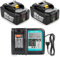 2 Stück BL1850B 18V 5Ah Kompatibel mit Makita 18V Akku mit Ladegerät für BL1860B BL1850B BL1850 BL1840 BL1830, Schnellladegerät DC18RD DC18RC DC18SF DC18RA DC18RF