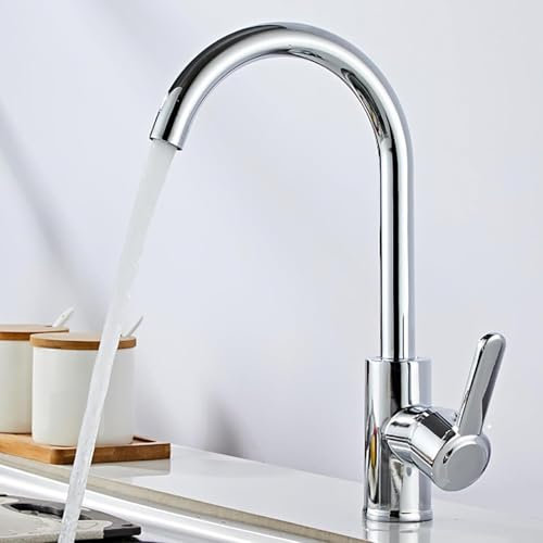 XWIHTR Rubinetto miscelatore monocomando per lavello, rubinetto in acciaio inox per cucina calda e fredda a 360°, antigoccia con rubinetto muto per lavabo per verdure (cromo-h)