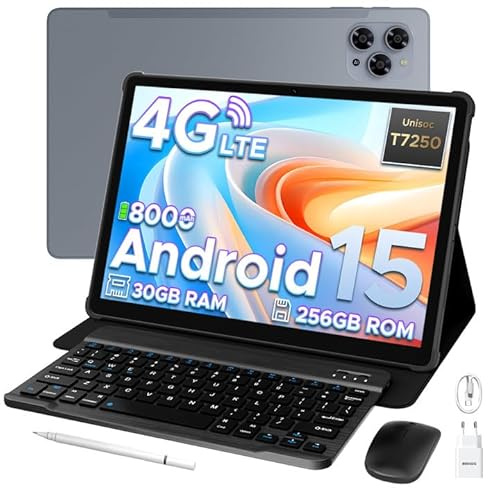DOOGEE Tab G6 2025 Android 15 Tablet 11 Pulgadas, Tablet con Tarjeta Sim 30GB RAM+256GB ROM(TF 2TB), 8000mAh Tablets con Teclado y Lapiz, Cámara 13MP|Widevine L1|Netflix|Dual 4G|WiFi 5|GPS|Face ID