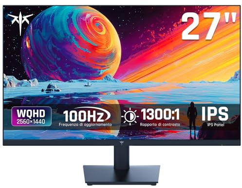 KTC Monitor 27 Pollici, QHD 100Hz (120Hz OC) Schermo PC - IPS Panel, Schermo anti luce blu, 96% DCI-P3, 126% sRGB, Supporto Adaptive Sync, Monitor per il tempo libero e il lavoro (VESA 75 * 75)