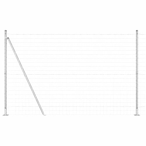 vidaXL Stängsel med stolpe Silver 1,5 x 10 m Stål, Trädgårds- och terrassstaket, moderna utomhuspaneler, hållbart skydd, stiligt avskildhet, praktisk set