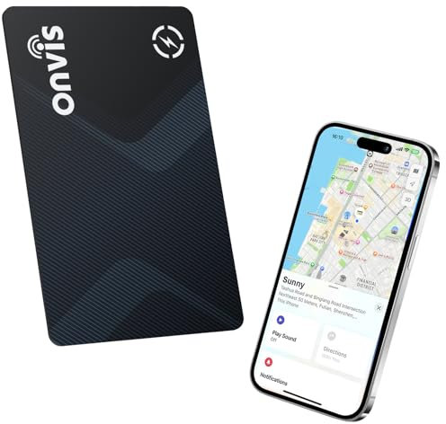 Onvis Wallet Finder Compatible with Apple Find My, Apple MFi Certified, 5 Years Battery Life, Anti-loss Ultra thin 1.6mm, Bluetooth Tracker Item Locator Card for Passports, Luggage Tags (iOS ONLY)