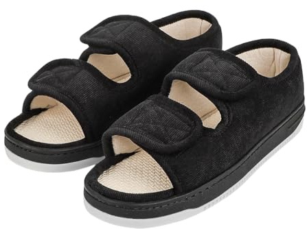 SIQITECH Sandalen Diabetiker Weite Hausschuhe mit Klettverschluss Verstellbar Rehaschuhe Rutschfest Verbandsschuhe Damen Herren Orthopädische Fußpflegeschuhe Atmungsaktiv Weiche Reha Sandale Senioren