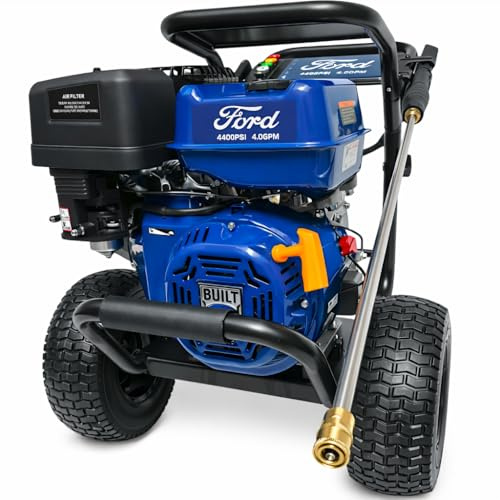 Ford Benzin-Hochdruckreiniger 303 bar, 13 PS, 420 cm³, 15,1 L/min – Profi Industriereiniger mit Annovi Reverberi Triplex-Pumpe, 15 m Schlauch & 5 Düsen