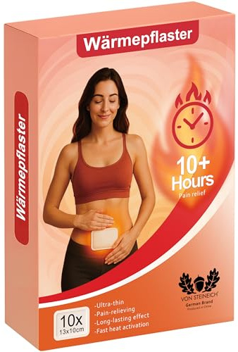 VON STEINEICH Cerotti termici per periodo, collo, schiena e spalle. Calore efficace contro dolori regolari, tensione muscolare, dolore periodico e dolori mestruali (extra sottile)