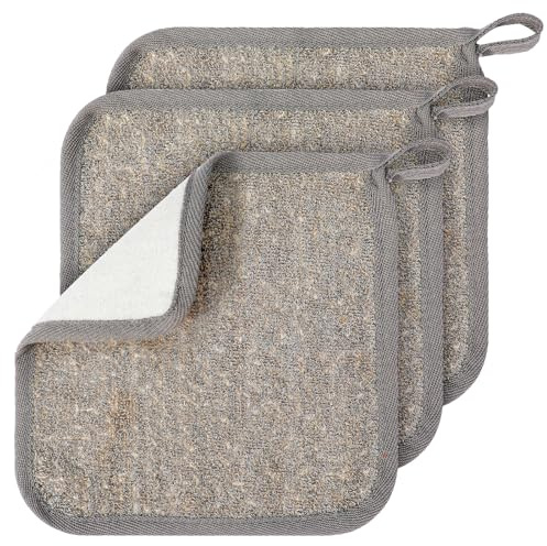 Shimmeroo 3Pcs Face Cloths for Washing Face,8x8 Inch Bamboo Charcoal Exfoliating Towels,Dual-Sided Soft & Textured Scrubbing Bath Towels for Body & Facial Care Gentle on Sensitive Skin(Grey)