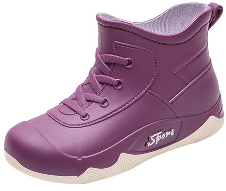 Bottes en caoutchouc pieds nus pour femme - Bottes de pluie imperméables - Bottines d'automne en cuir - Chaussures de pluie confortables et antidérapantes - Bottes larges - Bottes rétro - Bottes