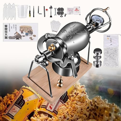 KRXSOBNV, Chinese Vintage Traditional Popcorn Maker Manual Popcorn Grain Ampli Fier Stainless Steel Popcorn Maker Gifts,268ML,Popcorn Machine(268ML)