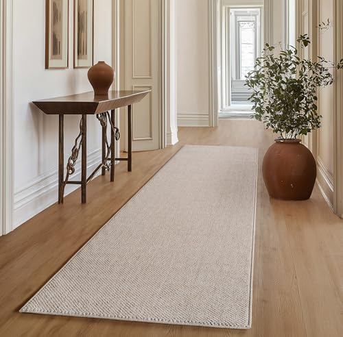 SIMPEX Läufer Beige 80x250, Bouclé Skandi-Look für Moderne, warme Wohnräume, weich & pflegeleicht im Alltag ideal für Wohnzimmer, Essbereich & Schlafzimmer